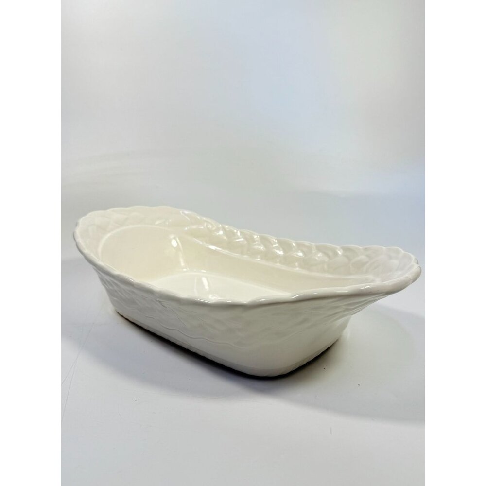 Ironstone White Serving Dish Bowl Oblong Braided Band Vintage Japaan Ceramic - Picture 6 of 16